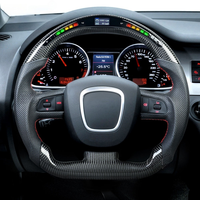 Nouveau volant de direction en fibre de carbone véritable LED tendance pour Audi A5 A4 A3 A6 B8 Q5 Q7 Style sport Volant de direction de voiture Couleur personnalisée