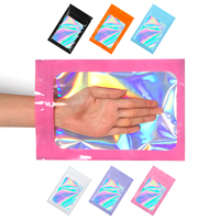 Sacs en Mylar en gros à faible MOQ, pochettes à bijoux personnalisées imprimées, emballages holographiques à fermeture éclair résistants à l'humidité pour colliers