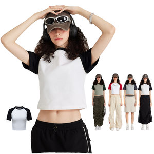 Summer <b>Y2K</b> High Street Women's Slim Fit Short Sleeve Crop Top T-<b>Shirt</b> Customizable Print Solid Breathable Quick Dry - Product Image 3