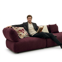 Canapé moderne en tissu bordeaux de 3 m, style italien minimaliste, forme organique, pour salon, meubles de luxe pour la maison
