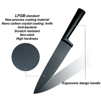Nouveau LFGB standard nano carbone cristal enduit ensemble de couteaux de cuisine en acier inoxydable couteau de chef