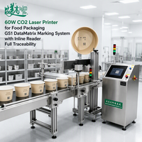 Imprimante laser CO2 automatique 60W pour l'emballage alimentaire, système de marquage GS1 DataMatrix avec lecteur intégré pour une traçabilité totale