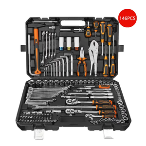 Ensemble d'outils de réparation automobile à main en acier au chrome vanadium de 146 pièces avec douilles clés tournevis étui rigide-OEM/ODM disponible - Product Image 1