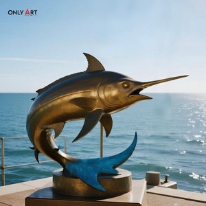 Onlyart Foundry latón fundido bronce pez vela escultura decoración pública al aire libre estatua de pez espada a la venta - Product Image 5