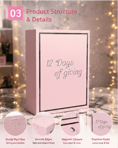 Boîte de calendrier de l'avent premium imprimée pour marques de beauté, avec 12 tiroirs surprise quotidiens et logo, pour emballage cadeau - Product Image 3
