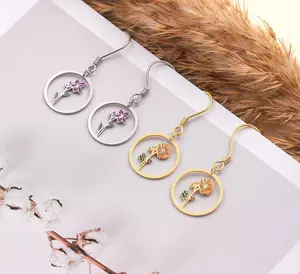 Your Unique Name Hoop Huggie Earings With Birthstone Earring 18k Gold Plated Waterproof Personalized Birth Flower Earrings