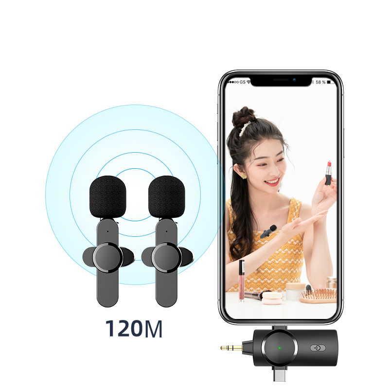 Беспроводная мини-гарнитура 2 в 1, беспроводной лацкановый микрофон для прямой трансляции, живой вибратор Type-C для Apple