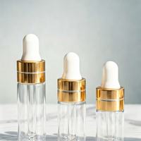 Flacon compte-gouttes cylindrique en verre portable de 1 ml, 2 ml, 3 ml, 4 ml, 5 ml pour parfum et huile, échantillon de voyage, pipette, col doré, rechargeable