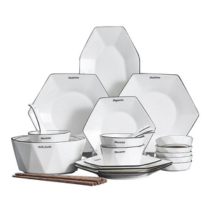 10pc Geometric Ceramic <b>Dinnerware</b> <b>Set</b> Hexagonal Plates & Octagonal Serving Dish Modern European Tableware <b>for</b> Fine Dining - Product Image 5