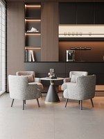 Ensemble de mobilier de restaurant pour salon de thé intérieur : Fauteuil individuel moderne en tissu, petite table d'appoint de luxe, sièges de salon commerciaux