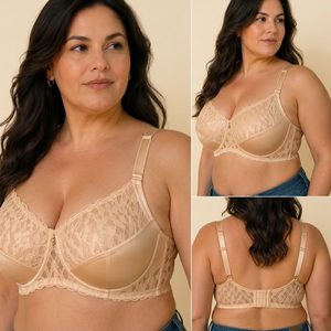 Soutien-gorge à armatures en satin lisse avec dentelle florale, confort quotidien - Product Image 2