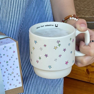 Tasses à café créatives et colorées en céramique empilables personnalisables avec logo - Product Image 1