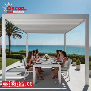 Grand <span class=keywords><strong>abri</strong></span> <span class=keywords><strong>de</strong></span> terrasse en aluminium imperméable à toit à persiennes avec gouttière intégrée, cuisine <span class=keywords><strong>de</strong></span> terrasse, salle à manger extérieure et pergola <span class=keywords><strong>de</strong></span> <span class=keywords><strong>jardin</strong></span> - Product Image 1