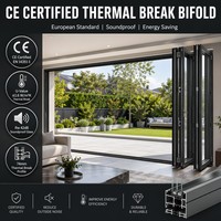 Ventana Plegable Horizontal de Aluminio con Rotura de Puente Térmico, Certificación CE, Moderna, Insonorizada, Doble Acristalamiento, para Cocina, Estilo Europeo