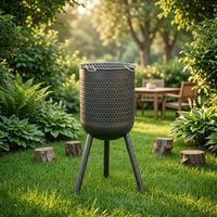 2026 Brasero d'extérieur en acier robuste, élégant et simple, avec panier de cuisson pour barbecue et fumoir à copeaux de bois