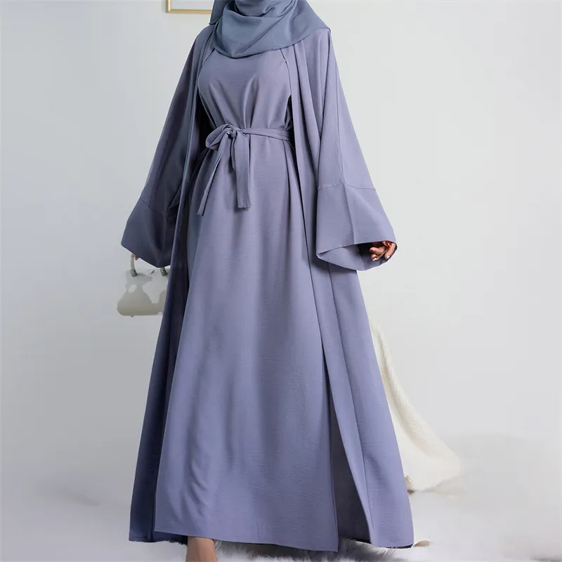 2023 Islamic Clothing Abaya Dubai Fancy Kaftan Black Abaya Women Muslim Dress Open Muslim Dress with Hijib