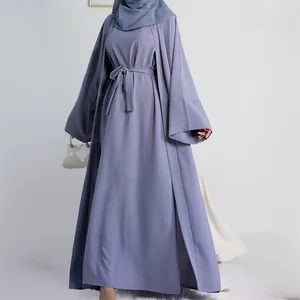 2023 Islamitische Kleding Abaya Dubai Fancy Kaftan Zwarte Abaya Vrouwen Moslim Jurk Open Moslim Jurk Met Hijib