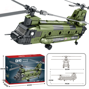 Juguetes RC de Alta Tecnología, Bloques de Construcción de Aviones de Combate CH-47, Ladrillos de Plástico, Escala 1:8, Juguete Educativo para Diversión Unisex - Product Image 2