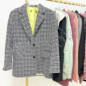 China Supplier Direct Sale High Quality Boutique Korean Preppy Style Cotton Blazer Tweed Woman Mixed Bale Used Clothes