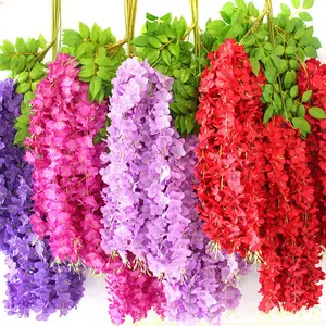 Künstliche Glyzinien Blumen hängendes Dekor für Store Silk Wisteria Vine Home Hochzeits dekoration