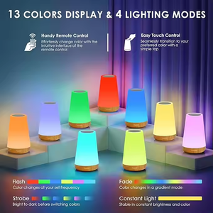 <b>Table</b> Lamp <b>Bedside</b> Lamp for Bedroom 13 Color Changing Touch Night Light RGB Remote Dimmable USB Rechargeable Portable Room Light - Product Image 4
