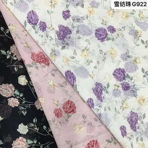 Nueva Llegada <span class=keywords><strong>de</strong></span> Tela <span class=keywords><strong>de</strong></span> Chifón Georgette, Material Textil <span class=keywords><strong>de</strong></span> Poliéster Crepé con Estampados Florales, Varios Diseños Florales para Vestidos - Product Image 1