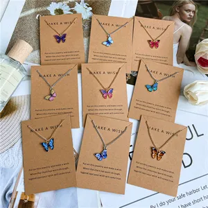 TongLing-collar de mariposa de varios colores, colgante de cadena fina colorida para mujer y Niña