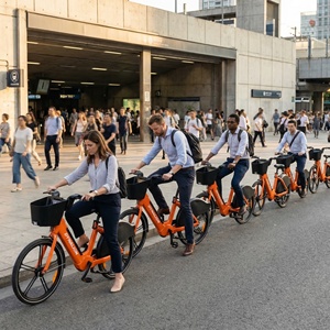 Bicicleta Eléctrica Inteligente de Bajo Mantenimiento para Compartir en la Ciudad, con Frenos Dobles, Resistente, para Desplazamientos Urbanos y Conexiones con el Metro - Product Image 3