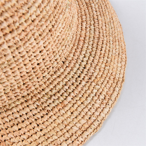 Sombrero para el sol de playa de verano para niñas al aire libre, sombrero de cubo de paja de rafia de ala corta para deportes casuales diarios, material natural - Product Image 6