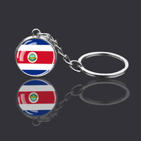 Kedatangan Baru Gantungan Kunci Bendera Kosta Rika Bola Kaca Kristal Aksesori Tas Liontin Beraksen Gantungan Kunci Semua Bendera Nasional Kustom