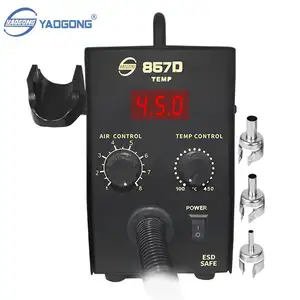 YAOGONG 857D Retrabalho Estação De Solda 600W Controle De Temperatura Pistola De Solda Estação Ventilador De Ar Com Led Ar Quente Desoldering Sta