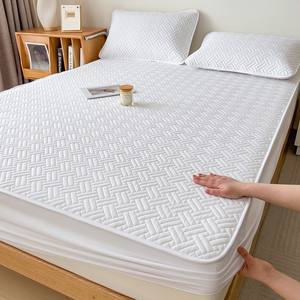 ผ้าโพลีเอสเตอร์สีทึบกันน้ำลายผ้าปูเตียงติดตั้งแบบหนาผ้าคลุมที่นอนป้องกันสำหรับบ้าน - Product Image 2