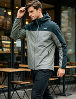 Veste coupe-vent bomber à capuche pour homme de haute qualité, imperméable, patchwork, avec fermeture éclair