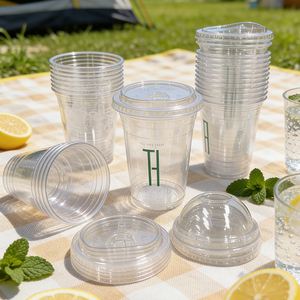 Tapa de Domo para Vasos PET, Impresión Personalizada Directa de Fábrica, Libre de BPA, Hermética, 10oz 12oz 16oz 20oz, para Batidos, Bebidas Frías, Entrega de Alimentos, OEM - Product Image 1