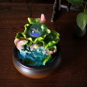 Desktop Water Fountain Ornament With Backlight Electric Irregular Shape Handmade Landscape Flowers Office Living Room Decoration - Product Image 2