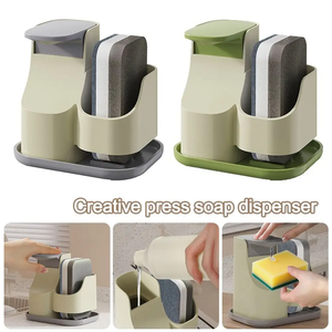 Reusable Kitchen Soap Dispenser Kitchenware Easy To Clean Soap Dispenser with Sponge <b>Holder</b> Liquid Soap Press Box Countertop - Product Image 4