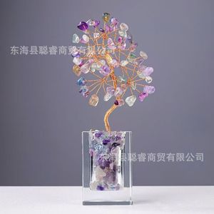 Natural <b>Crystal</b> <b>Chip</b> Money Tree Ornament Handmade Rectangle Home Decoration Gift - Product Image 3