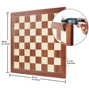 Tablero de Ajedrez Grande Hecho a Mano de Madera de Arce Caoba con Chapa de Madera de 54*54*1.5cm, Tablero de Ajedrez de Gran Tamaño de 21 Pulgadas - Product Image 3