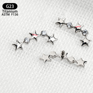 Clous d'oreilles en titane G23 13,2 mm F136 de qualité implantable pour piercing du cartilage - Product Image 2