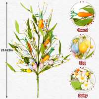 Tiges de fleurs artificielles en forme d'œufs de Pâques, branches suspendues mixtes en plastique pour la décoration de la maison et des fêtes