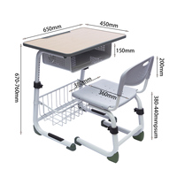 Ensemble de chaises de bureau ergonomiques à hauteur réglable pour étudiants, meubles d'apprentissage confortables, panier de rangement pour le bureau à domicile pour l'école