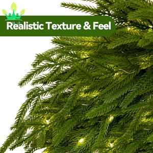 Artificial Christmas <strong>Wreath</strong> for Front <strong>Door</strong> LED Norfolk Pine Realistic Greenery Holiday Home Decoration Valentine's Day <strong>Easter</strong> - Product Image 2