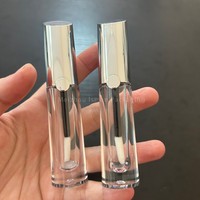 ISMAN Tubes de brillant à lèvres transparents de luxe à paroi épaisse de 4,5 ml avec capuchon incliné argenté, conteneur de rouge à lèvres liquide, emballage cosmétique haut de gamme