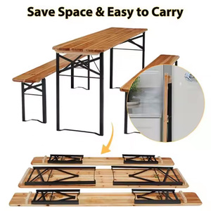 Moderno tavolo <span class=keywords><strong>da</strong></span> pranzo all'aperto Set di sedie estensibile <span class=keywords><strong>in</strong></span> <span class=keywords><strong>legno</strong></span> panca pieghevole per giardino cortile festa durevole pieghevole tavolo <span class=keywords><strong>da</strong></span> Picnic - Product Image 4