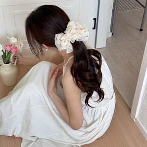 ที่คาดผมลายจุดสไตล์เกาหลีสำหรับผู้หญิง ยางรัดผมแบบยืดหยุ่นสองชั้น เชือกผูกผมแบบหวาน ยางรัดผมแฟชั่น - Product Image 3