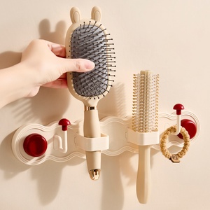 Punch-Free Suction Cup Comb Storage Rack Bathroom <b>Wall</b> Hanging Rack Plastic Hair Band Head Rope <b>Hook</b> Jewelry <b>Hook</b> Hair Ring - Product Image 4