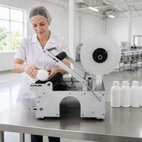 Machine d'étiquetage de bouteilles portable semi-automatique électrique à pression manuelle pour bouteilles carrées de 10 à 120 mm de diamètre 220V