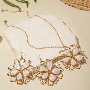 Collana in Metallo <span class=keywords><strong>con</strong></span> Smalto a Goccia Stile Europeo <span class=keywords><strong>e</strong></span> Americano, Set di Orecchini a Fiore di Lusso per Donna, Design Semplice - Product Image 4