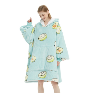 Manta con Capucha de Forro Polar Casual de <span class=keywords><strong>Invierno</strong></span> Más Vendida, Doble Capa, Engrosada, Transpirable, Suave y Cálida, <span class=keywords><strong>Pijama</strong></span> Ponible con Logotipo Frontal - Product Image 2