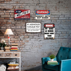 Ensemble de panneaux métalliques amusants avec messages d'avertissement, décoration murale rétro vintage pour la cave du homme, le bar, le garage, le bureau à domicile, avec des <span class=keywords><strong>citations</strong></span> <span class=keywords><strong>humoristiques</strong></span> - Product Image 3